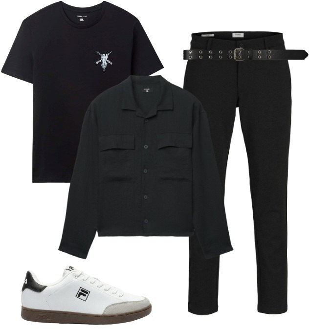 Outfit uomo - Tecnico per il quotidiano. Stile Urban per Serata speciale. Abbinamento con cappotti, cinture, t-shirt, pantaloni chino, sneakers.