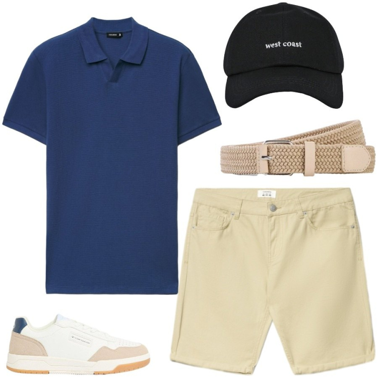 Outfit uomo - Total look #2447325. Stile Casual per Tutti i giorni. Abbinamento con cinture, sneakers, polo, bermuda, cappelli con visiera.
