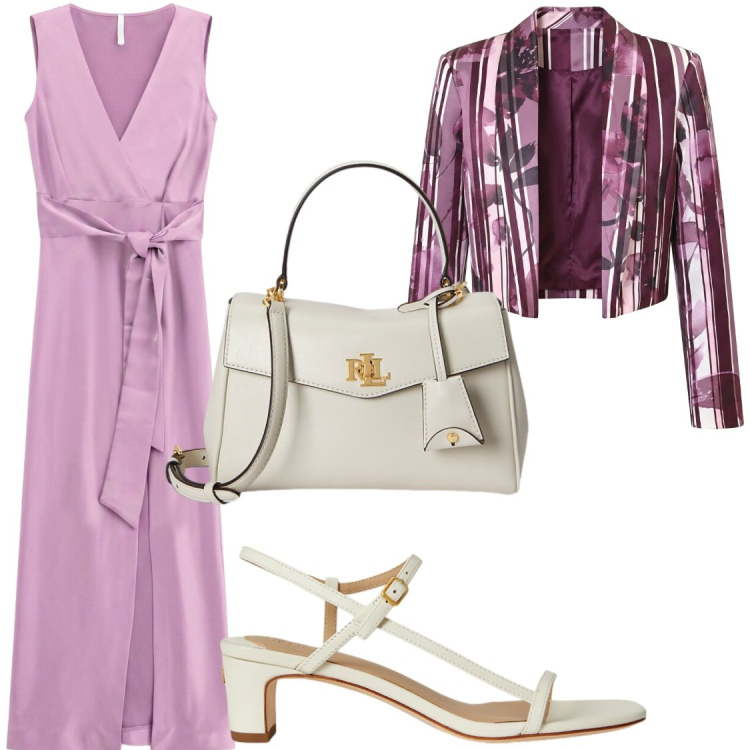 Outfit donna - Dress code giorno o sera?. Stile Chic per Serata fuori. Abbinamento con blazer, vestiti lunghi, sandali in pelle, borse a mano.