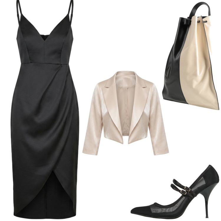 Outfit donna - Total look #2447346. Stile Chic per Cerimonia. Abbinamento con décolleté, zaini, vestiti asimmetrici, bolero.