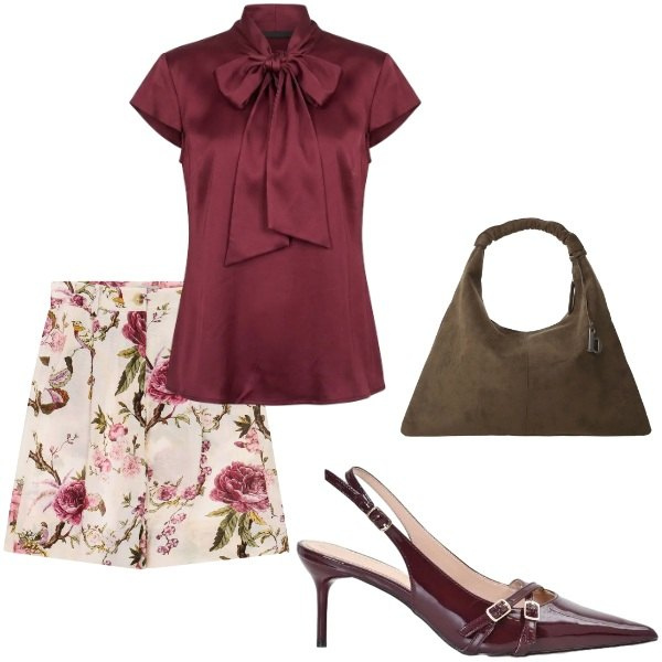 Outfit donna - A cena fuori. Stile Casual chic per Serata fuori. Abbinamento con borse a spalla, bermuda, décolleté, camicie.