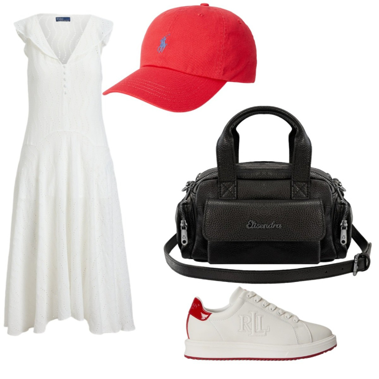 Outfit donna - Il maxi-dress per agosto. Stile Romantica per Tutti i giorni. Abbinamento con sneakers, cappelli, vestiti, borse a mano.