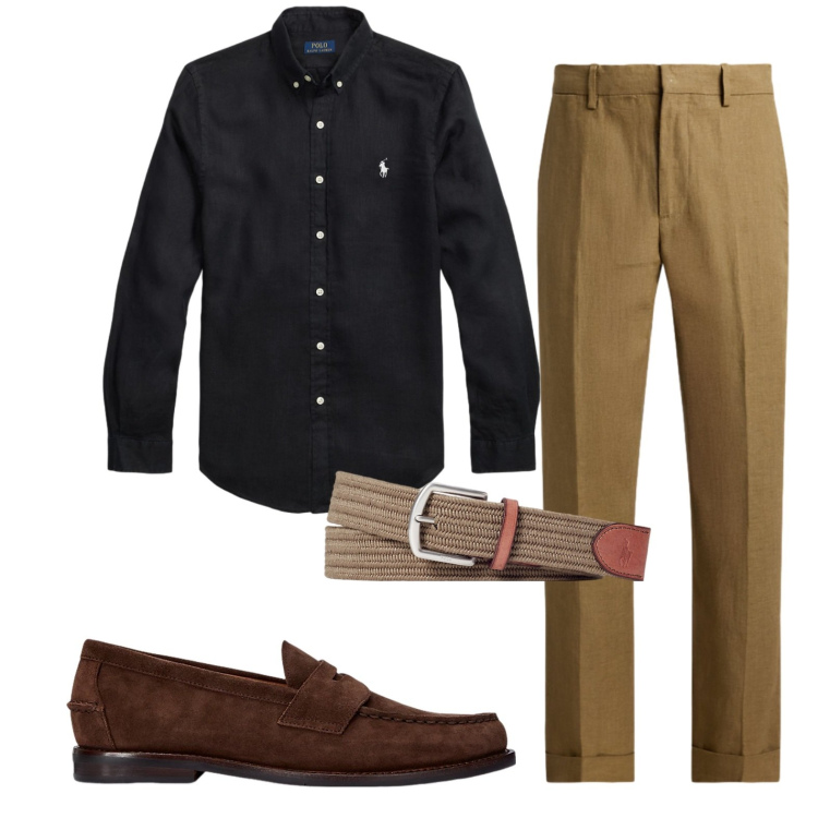 Outfit uomo - Total look #2447597. Stile Business/Elegante per Ufficio. Abbinamento con cinture, scarpe stringate, camicie, pantaloni.