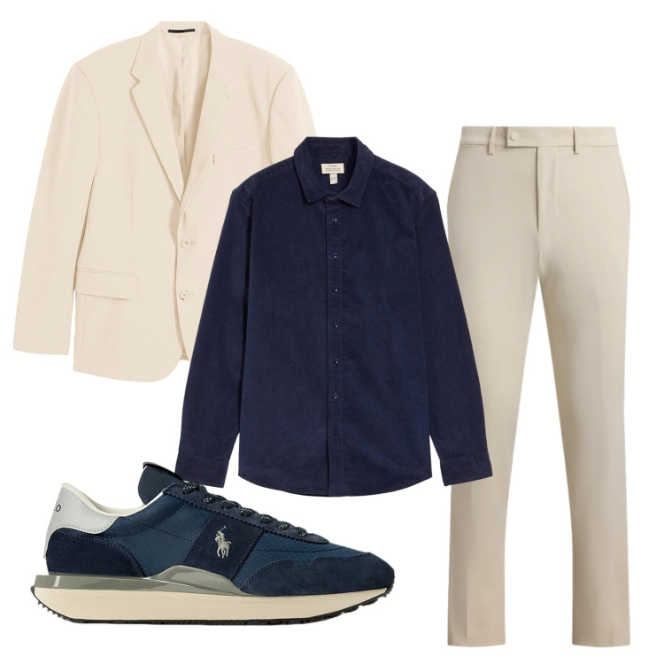 Outfit uomo - Total look #2447602. Stile Business/Elegante per Cerimonia. Abbinamento con giacche, camicie, sneakers, pantaloni.