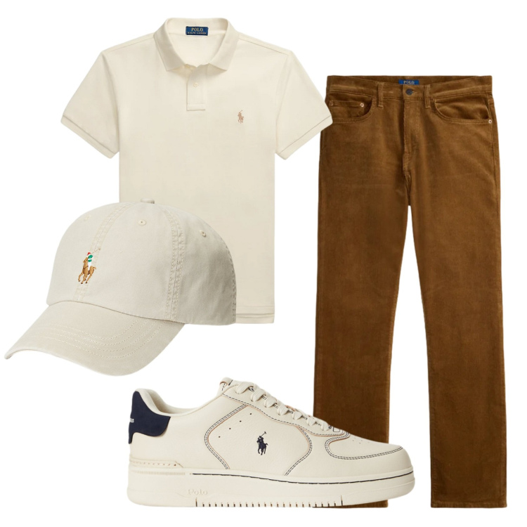 Outfit uomo - Total look #2447605. Stile Casual per Tutti i giorni. Abbinamento con cappelli, polo, sneakers, pantaloni.