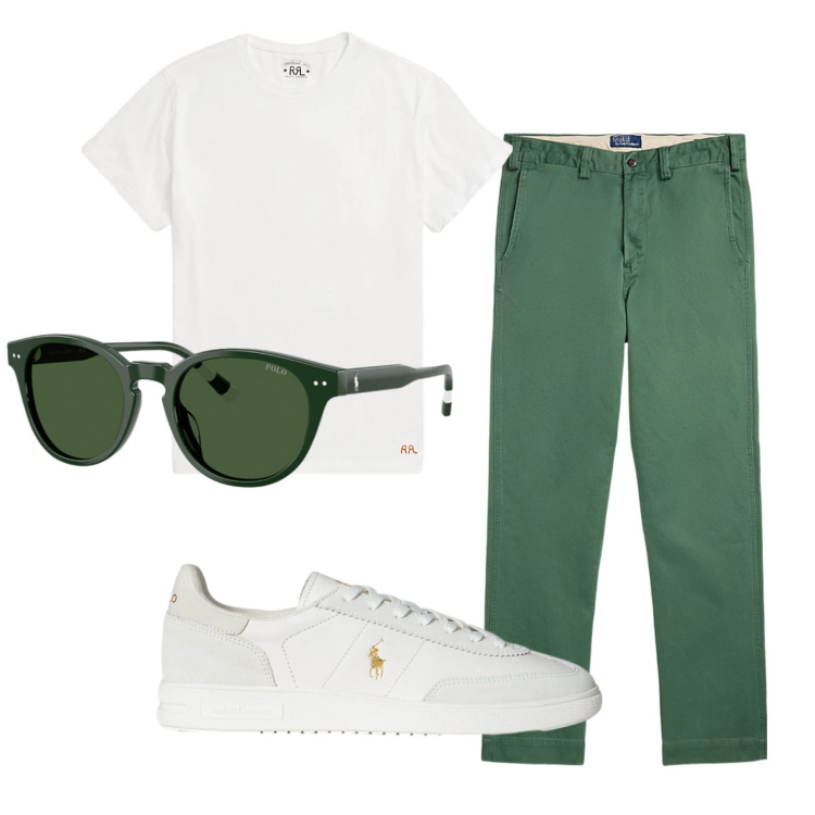 Outfit uomo - Total look #2447607. Stile Casual per Tutti i giorni. Abbinamento con t-shirt, sneakers, occhiali da sole, pantaloni.