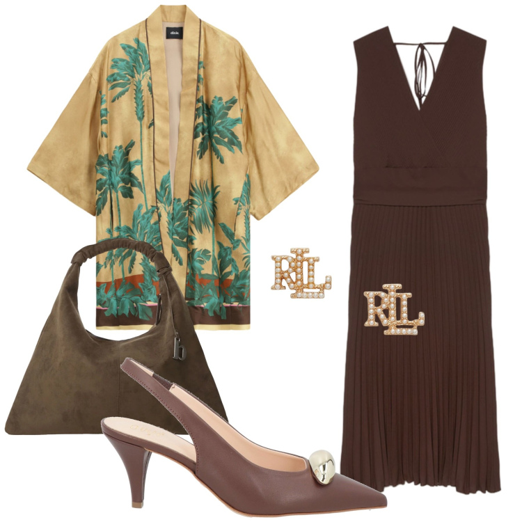 Outfit donna - Total look #2447731. Stile Etnico per Serata fuori. Abbinamento con décolleté, borse a spalla, blazer, vestiti midi/longuette, orecchini.