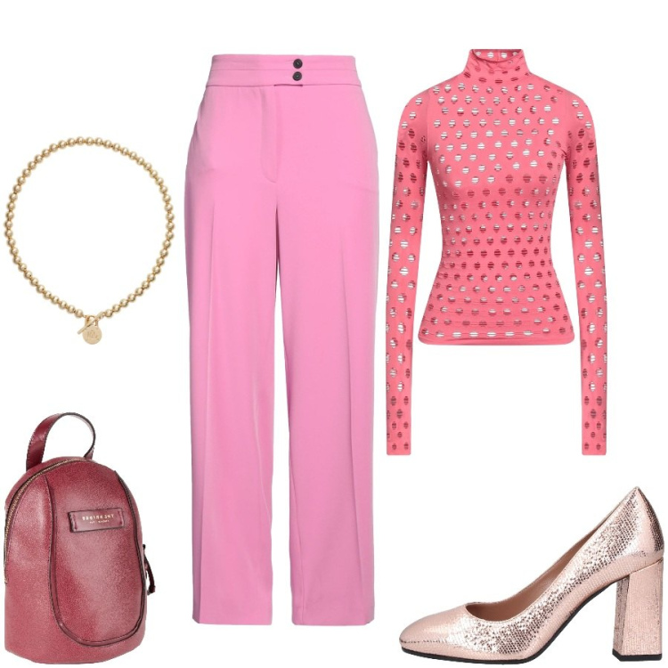 Outfit donna - Total look #2447743. Stile Casual chic per Tutti i giorni. Abbinamento con t-shirt, zaini, décolleté, pantaloni, collane.