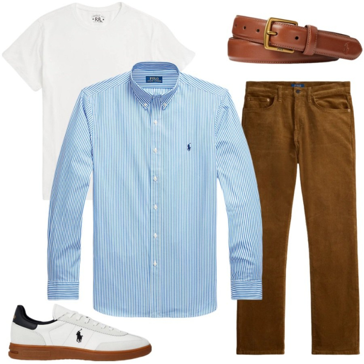 Outfit uomo - Total look #2447750. Stile Casual per Tutti i giorni. Abbinamento con t-shirt, cinture, sneakers, pantaloni, camicie.