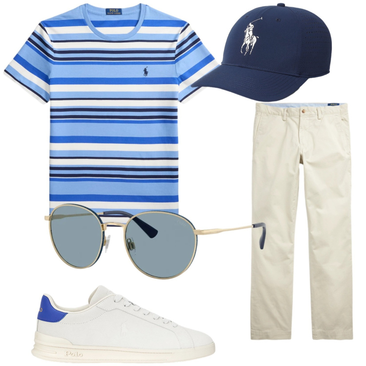 Outfit uomo - Total look #2447805. Stile Trendy per Tutti i giorni. Abbinamento con sneakers, occhiali da sole, pantaloni, t-shirt, cappelli.
