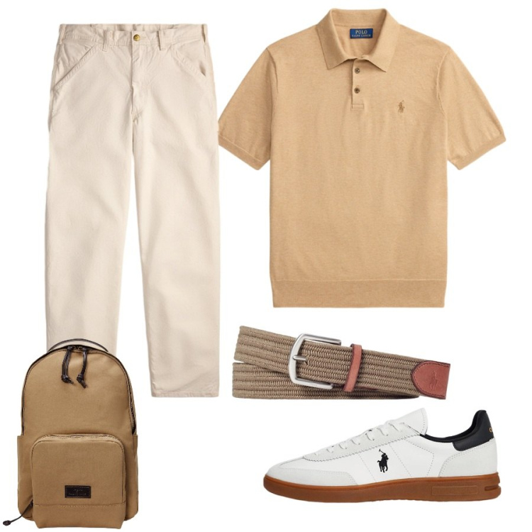 Outfit uomo - Total look #2447891. Stile Casual per Tutti i giorni. Abbinamento con cinture, sneakers, borse sportive, pantaloni, polo.