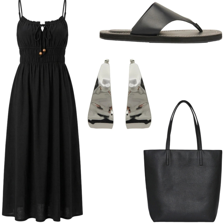 Outfit donna - Boho style ideas. Stile Boho per Tutti i giorni. Abbinamento con infradito, vestiti lunghi, borse tote, orecchini.