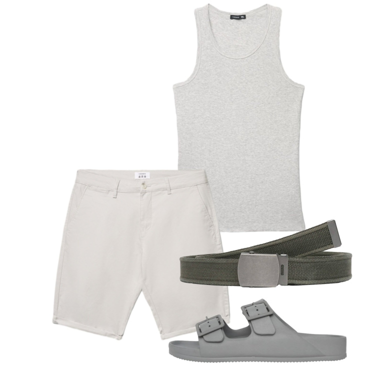 Outfit uomo - Pearl. Stile Casual per Tutti i giorni. Abbinamento con sandali, shorts, canottiere, cinture.