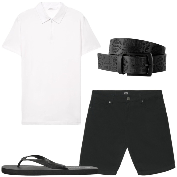 Outfit uomo - Total look #2448048. Stile Casual per Tutti i giorni. Abbinamento con cinture, bermuda, sandali, polo.