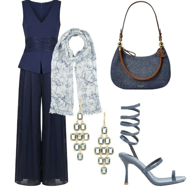 Outfit donna - Matrimonio in vista. Stile Chic per Cerimonia. Abbinamento con sciarpe, infradito, tute, orecchini, borse a spalla.