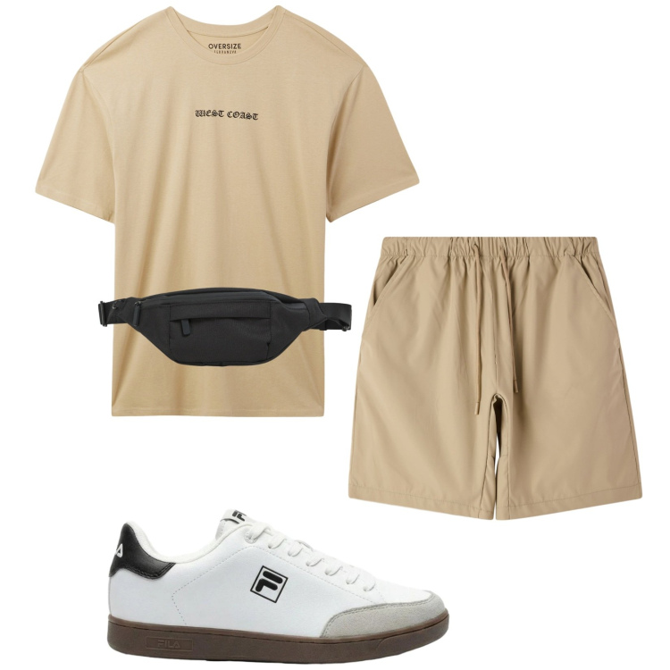 Outfit uomo - Total look #2448197. Stile Casual per Sport. Abbinamento con sneakers, t-shirt, shorts, borse sportive.