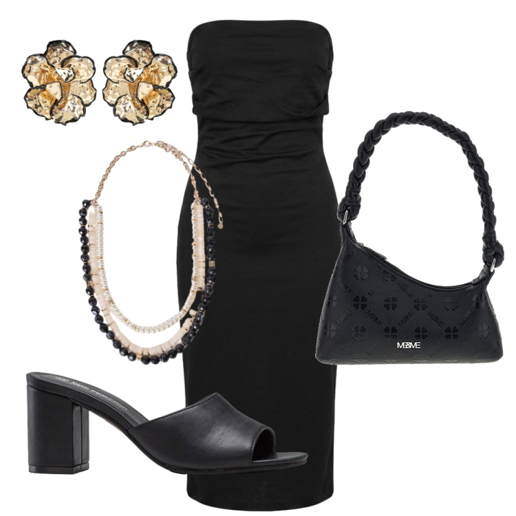 Outfit donna - Total look #2448199. Stile Sexy per Serata fuori. Abbinamento con sandali col tacco, orecchini, vestiti midi/longuette, collane, borse a spalla.