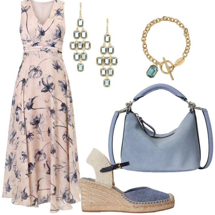 Outfit donna - Total look #2448510. Stile Casual chic per Tutti i giorni. Abbinamento con vestiti lunghi, espadrillas, borse a spalla, orecchini, braccialetti.