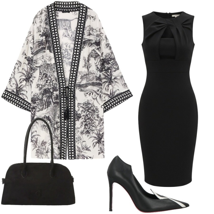 Outfit donna - Semplicemente elegante. Stile Chic per Serata fuori. Abbinamento con décolleté, borse a spalla, vestiti a tubino, caftani.