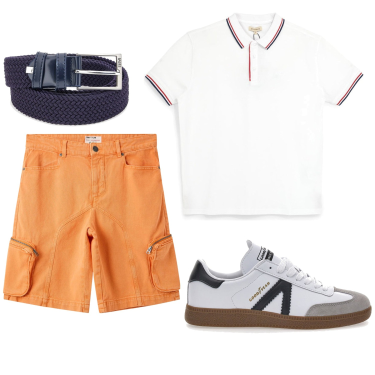 Outfit uomo - Total look #2448628. Stile Casual per Tutti i giorni. Abbinamento con pantaloni corti, sneakers, cinture, polo.