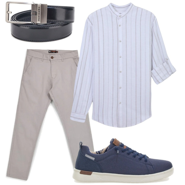 Outfit uomo - In ufficio. Stile Business/Elegante per Ufficio. Abbinamento con camicie, cinture, scarpe stringate, pantaloni.