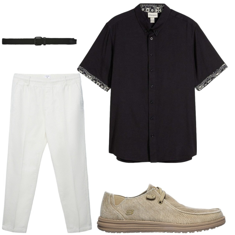 Outfit uomo - Total look #2448694. Stile Trendy per Serata speciale. Abbinamento con camicie a manica corta, pantaloni, cinture, scarpe stringate.