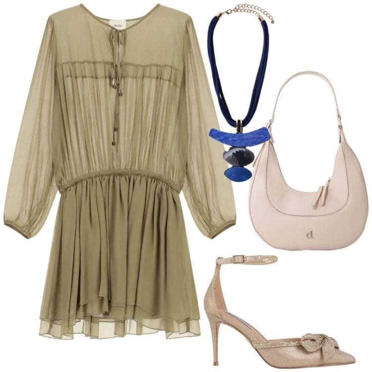 Outfit donna - Total look #2448716. Stile Chic per Serata fuori. Abbinamento con décolleté, borse a tracolla, vestiti corti, ciondoli.