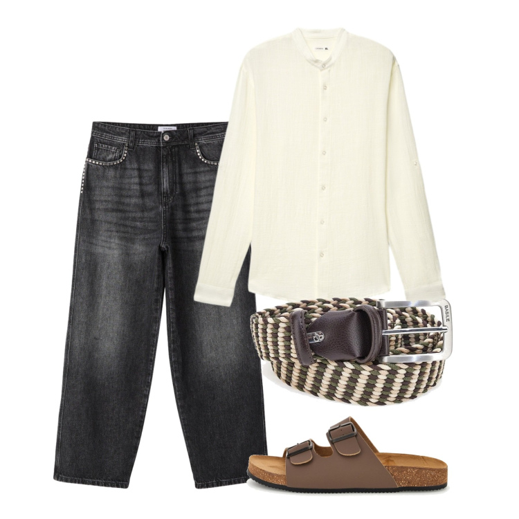 Outfit uomo - Agosto. Stile Casual per Tutti i giorni. Abbinamento con camicie, jeans, cinture, sandali.