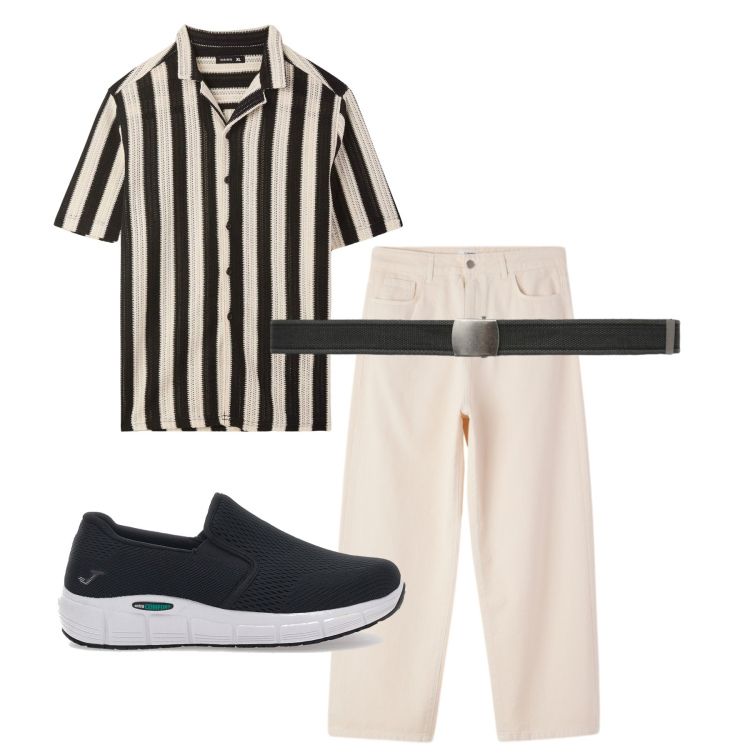 Outfit uomo - Total look #2448733. Stile Trendy per Serata speciale. Abbinamento con camicie a manica corta, pantaloni, cinture, sneakers.