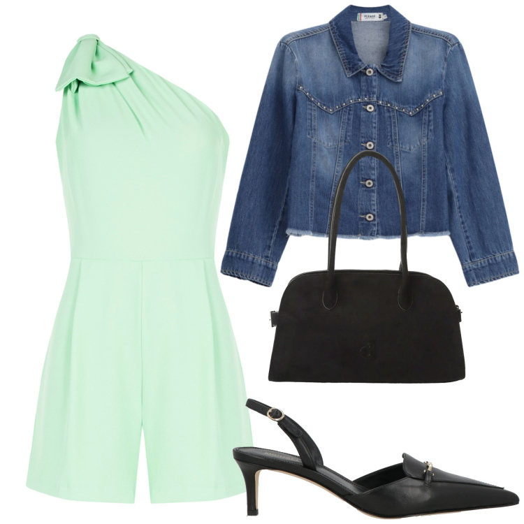 Outfit donna - Total look #2448781. Stile Chic per Serata fuori. Abbinamento con décolleté, blazer, borse a spalla, tuta corta.