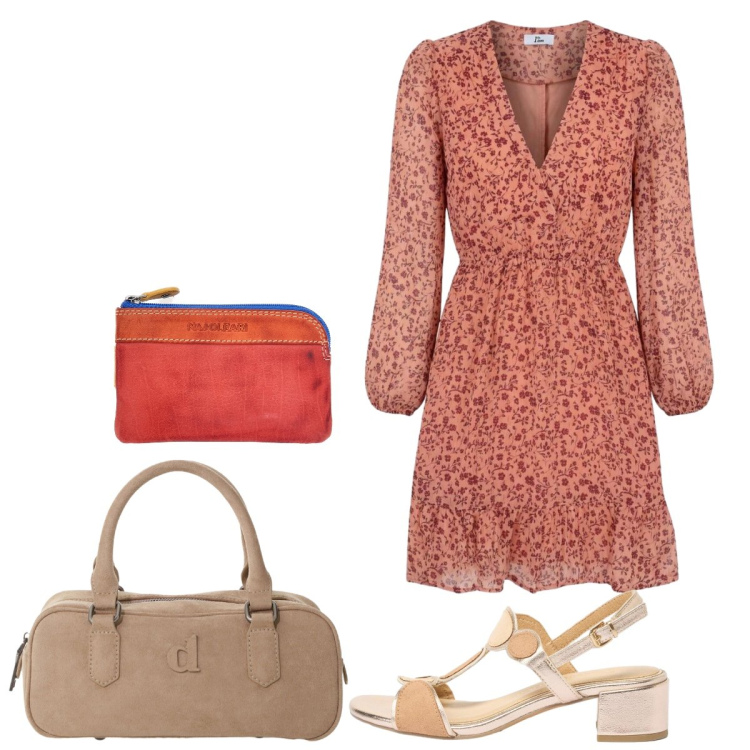 Outfit donna - Pronta per l’ufficio. Stile Bon Ton per Ufficio. Abbinamento con sandali col tacco, vestiti corti, borse a mano, portachiavi.