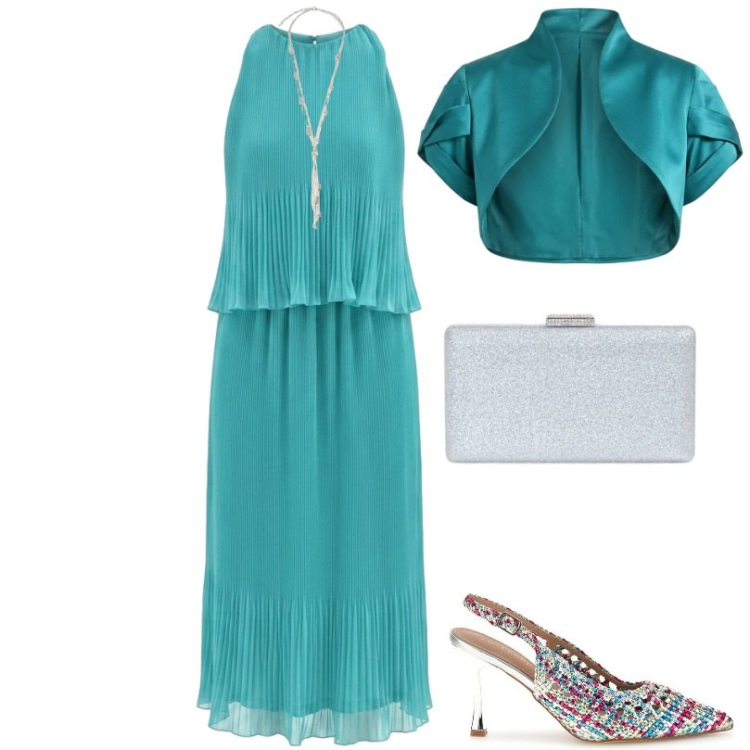 Outfit donna - L\'abito per le giornate più speciali. Stile Glamour per Cerimonia. Abbinamento con vestiti midi/longuette, bolero, clutch, collane, décolleté.