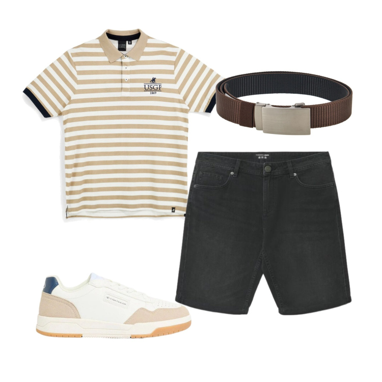 Outfit uomo - Total look #2448863. Stile Casual per Tutti i giorni. Abbinamento con sneakers, pantaloni corti, cinture, polo.