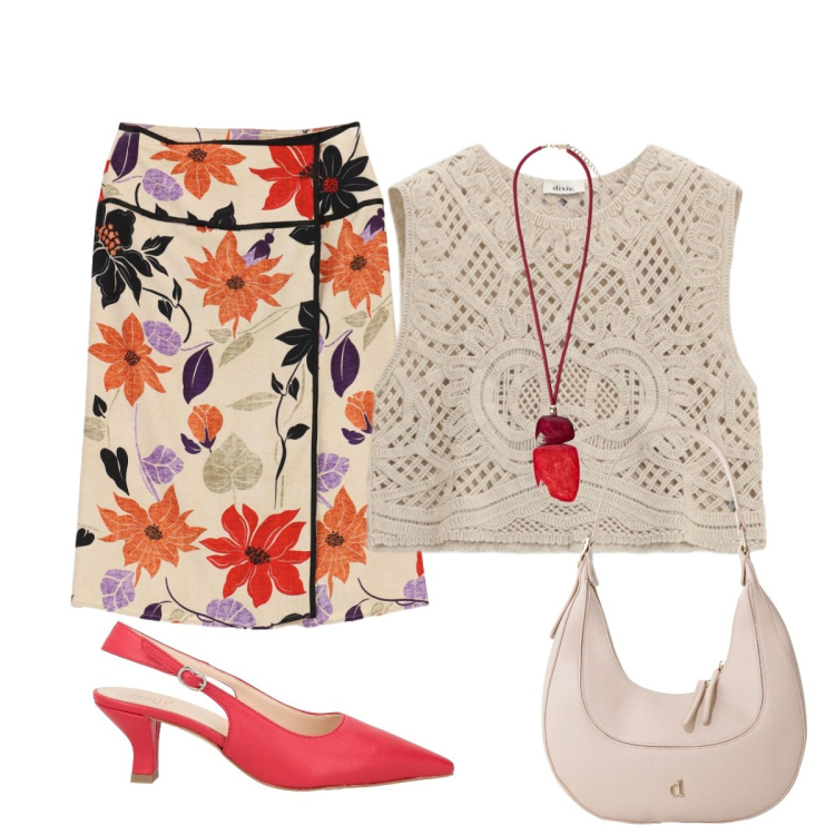 Outfit donna - Semplicità e’ eleganza. Stile Chic per Tutti i giorni. Abbinamento con décolleté, gonne longuette, top, borse a tracolla, ciondoli.