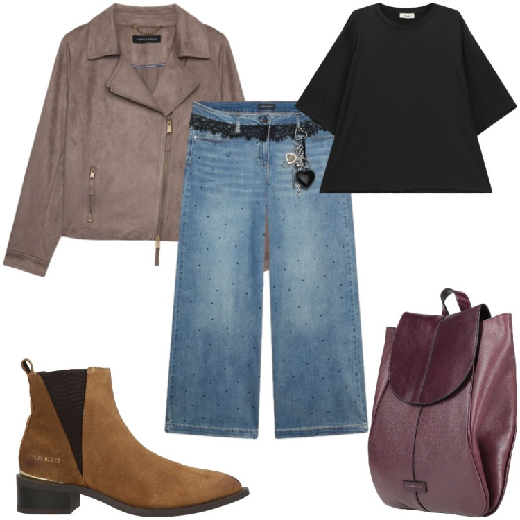 Outfit donna - Total look #2448908. Stile Casual per Tutti i giorni. Abbinamento con stivaletti texani, zaini, t-shirt, jeans, giacche.