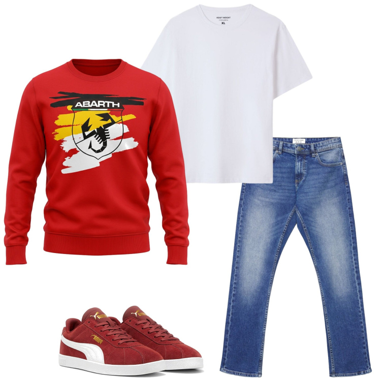Outfit uomo - Casual style. Stile Casual per Tutti i giorni. Abbinamento con jeans, t-shirt, sneakers, felpe.