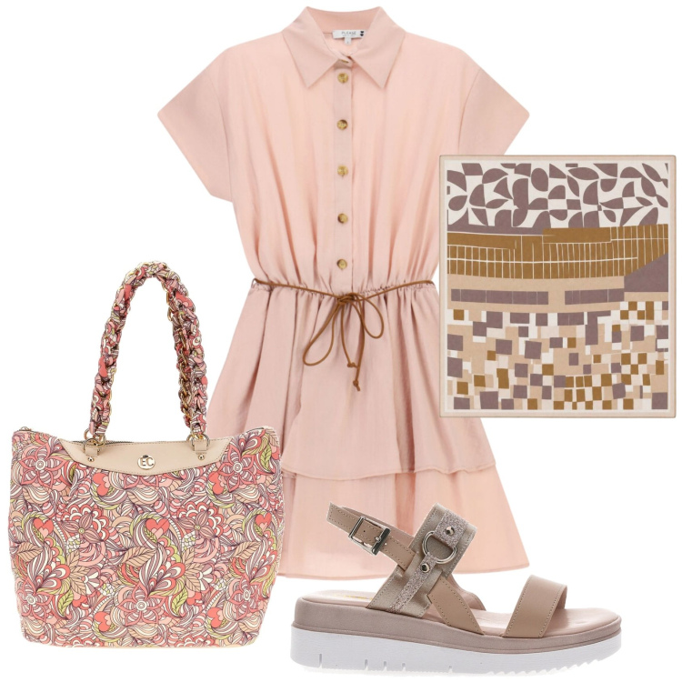 Outfit donna - Total look #2449006. Stile Bon Ton per Tutti i giorni. Abbinamento con foulard, vestiti corti, sandali, borse a spalla.