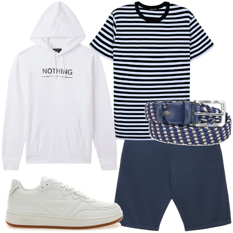 Outfit uomo - T-shirt: il capo dell\'estate. Stile Urban per Serata speciale. Abbinamento con pantaloni corti, felpe con cappuccio, t-shirt, sneakers, cinture.