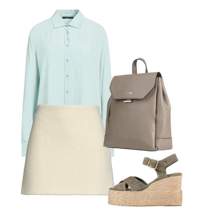 Outfit donna - Ufficio. Stile Bon Ton per Ufficio. Abbinamento con espadrillas, minigonne, camicie, zaini.