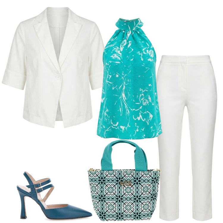 Outfit donna - Total look #2449103. Stile Chic per Ufficio. Abbinamento con top, pantaloni, blazer, décolleté, borse a tracolla.