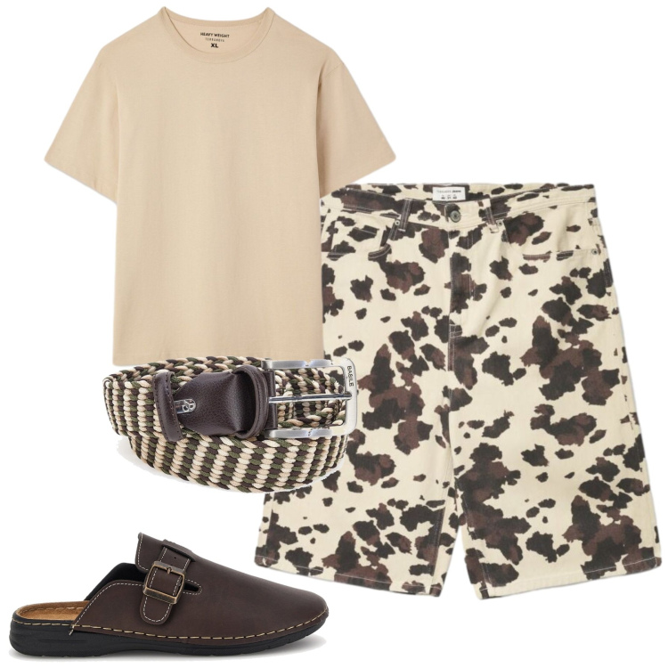 Outfit uomo - Total look #2449139. Stile Casual per Tutti i giorni. Abbinamento con t-shirt, bermuda, cinture, sandali.
