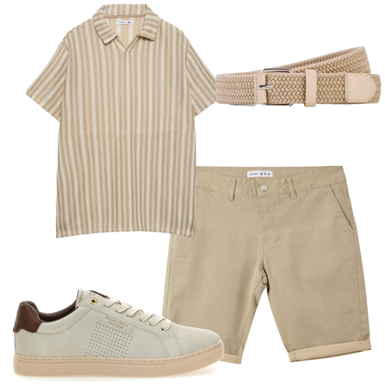 Outfit uomo - Total look #2449146. Stile Casual per Tutti i giorni. Abbinamento con cinture, pantaloni corti, polo, sneakers.