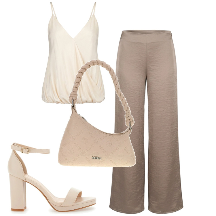 Outfit donna - Total look #2449148. Stile Casual chic per Tutti i giorni. Abbinamento con top, pantaloni a palazzo, sandali col tacco, borse a spalla.