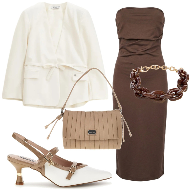 Outfit donna - Total look #2449167. Stile Glamour per Serata fuori. Abbinamento con braccialetti, blazer, vestiti midi/longuette, décolleté, pochette.