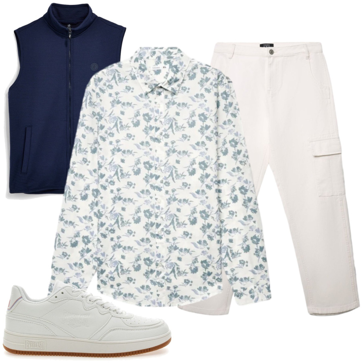 Outfit uomo - Total look #2449212. Stile Casual per Tutti i giorni. Abbinamento con pantaloni cargo, camicie, sneakers, gilet.