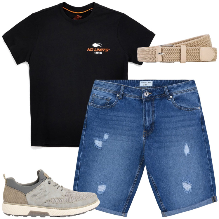 Outfit uomo - Total look #2449230. Stile Casual per Tutti i giorni. Abbinamento con cinture, sneakers, bermuda, t-shirt.
