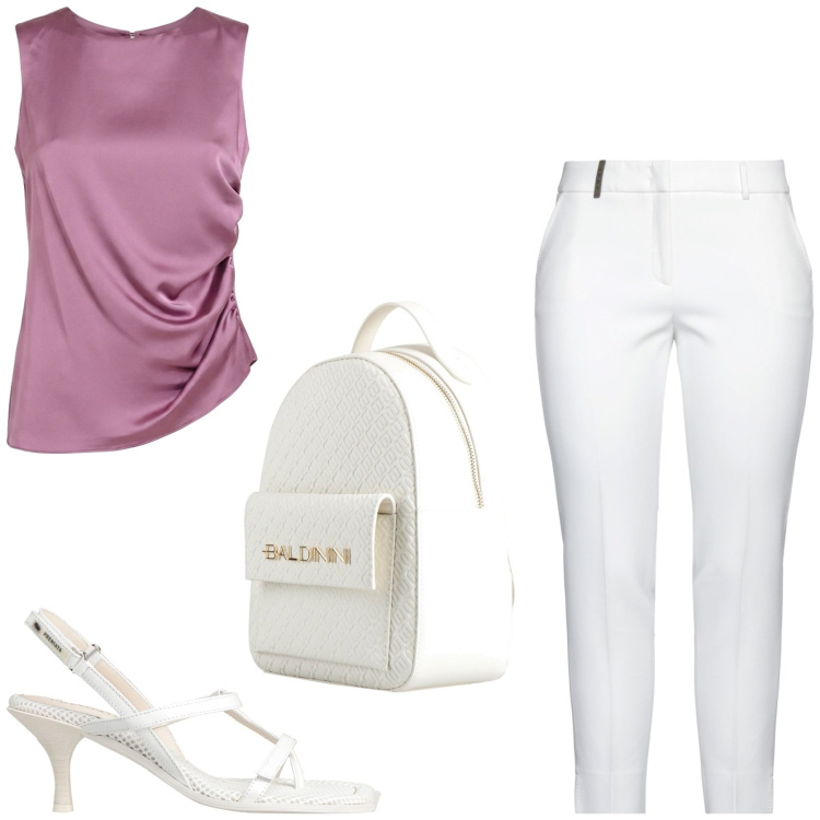 Outfit donna - La blusa chic per l\' ufficio. Stile Chic per Ufficio. Abbinamento con infradito, pantaloni, zaini, canottiere.
