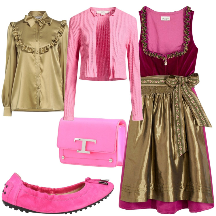 Outfit donna - Trendy. Stile Trendy per Tutti i giorni. Abbinamento con ballerine, cardigans, marsupi, camicie, vestiti midi/longuette.