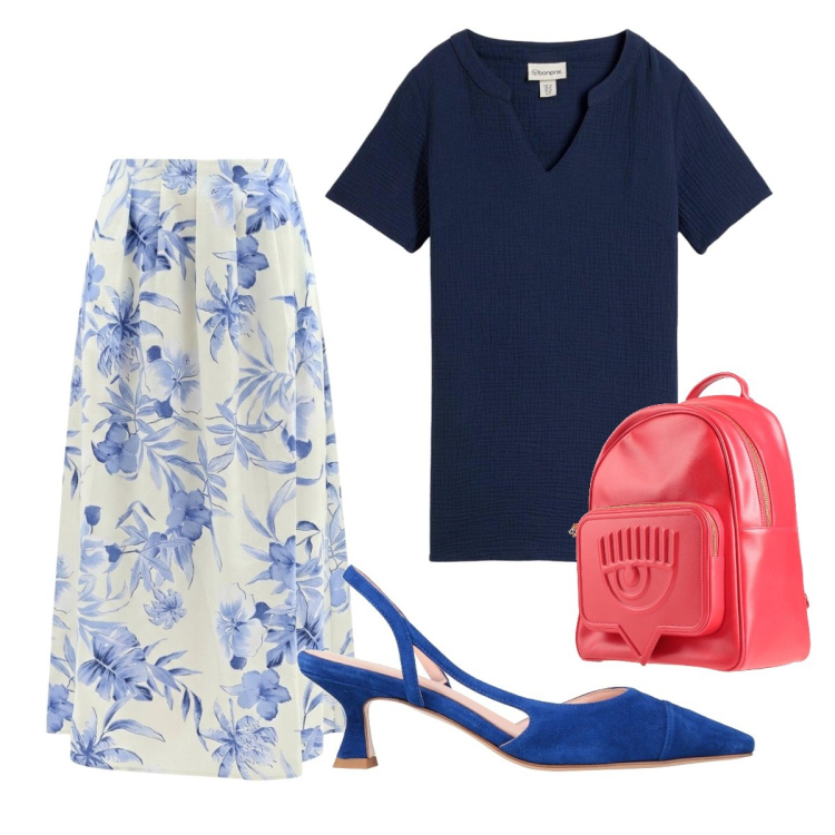 Outfit donna - Cena vista mare. Stile Romantica per Serata fuori. Abbinamento con zaini, décolleté, tuniche, gonne lunghe.