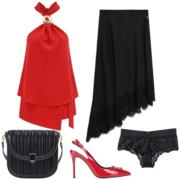 Outfit donna - Total look #2449272. Stile Sexy per Serata fuori. Abbinamento con décolleté, culotte, gonne longuette, top, borse a tracolla.